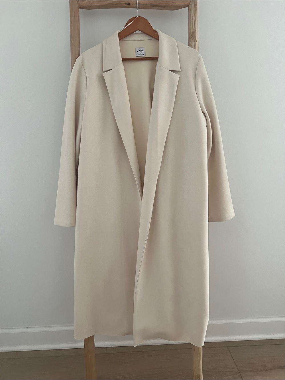 ZARA Light Cream Open-Front Trench Coat